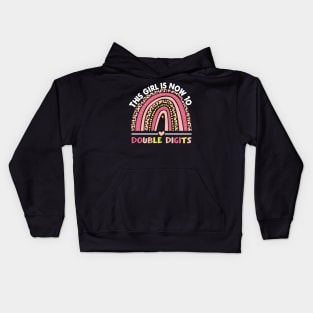 This Girl Is Now 10 Double Digits 10th birthday Rainbow Kids Hoodie